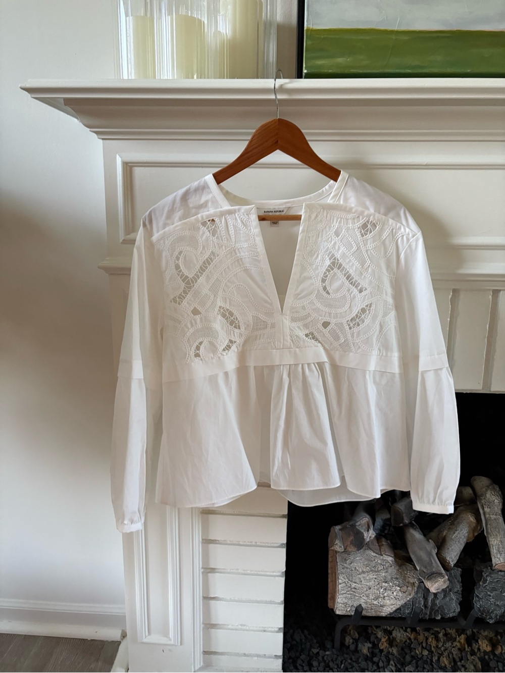 Banana Republic White Eyelet Peplum Blouse